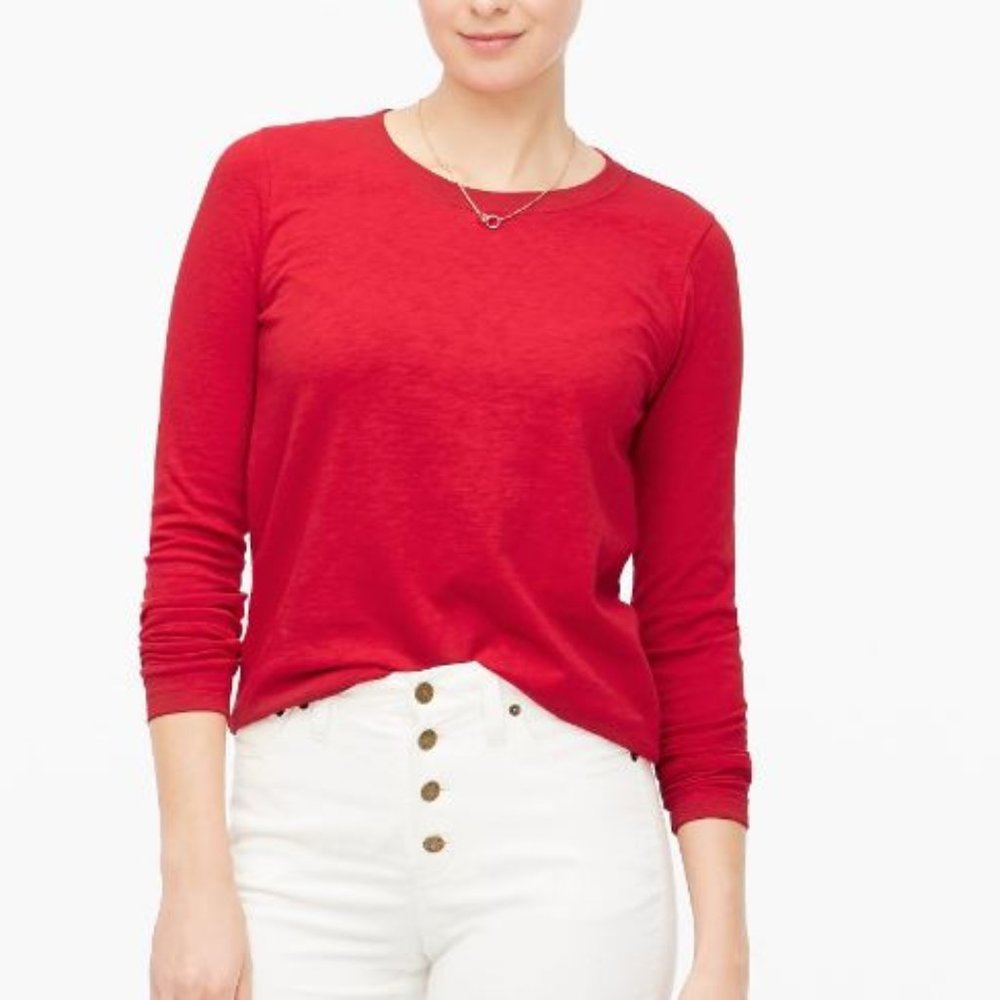 J. Crew Red Crewneck Sweater 3/4 sleeve -Sz. Small
